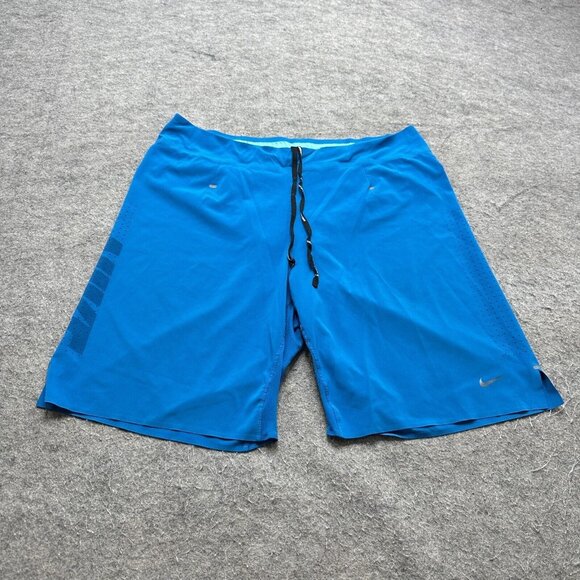 Nike 9" Instinct Running Shorts Men 32 Blue Brief Lined Reflective Stretch - Picture 1 of 16
